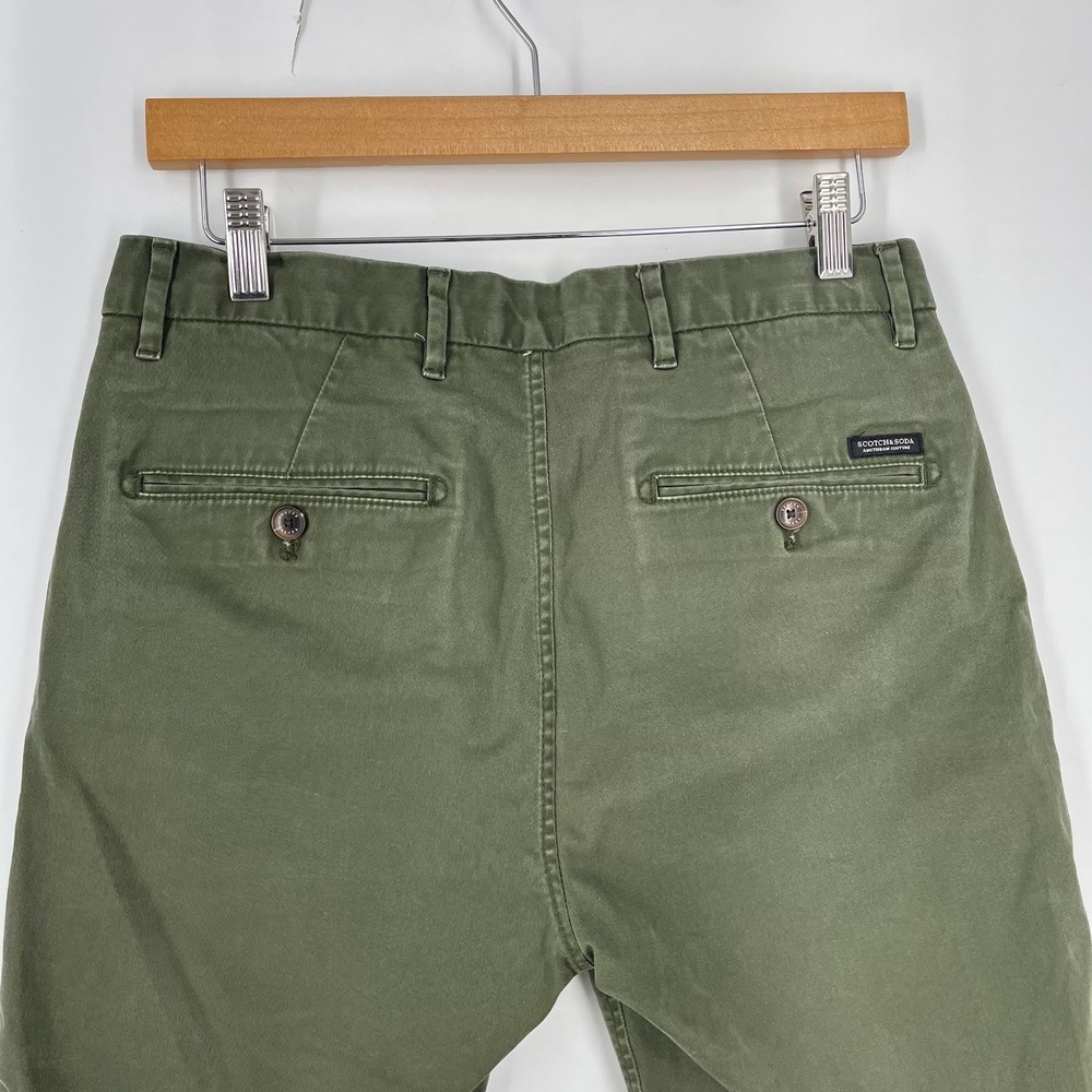 Scotch & Soda Mens Olive Green Chino Shorts Amsterdam Couture Cotton Twill - Picture 4 of 16